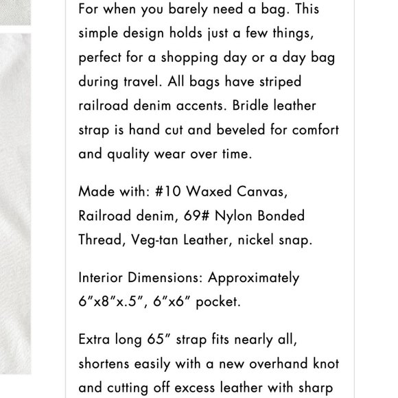 Wheeler Bag Co. Hand-crafted Ticking Railroad Stripe Canvas + Leather Crossbody - Picture 11 of 11